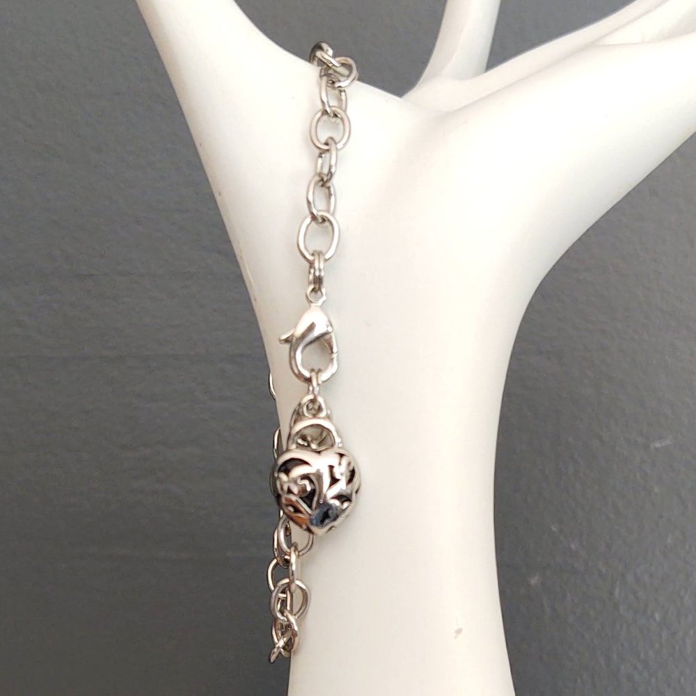Lia Sophia silver and black heart bracelet